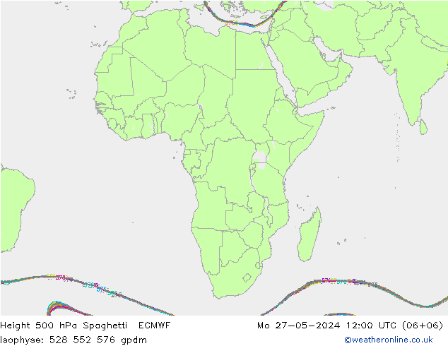 Height 500 hPa Spaghetti ECMWF Mo 27.05.2024 12 UTC