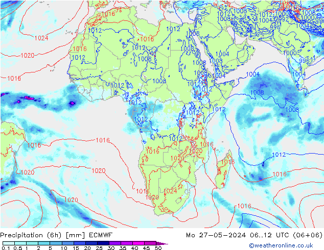 Precipitação (6h) ECMWF Seg 27.05.2024 12 UTC