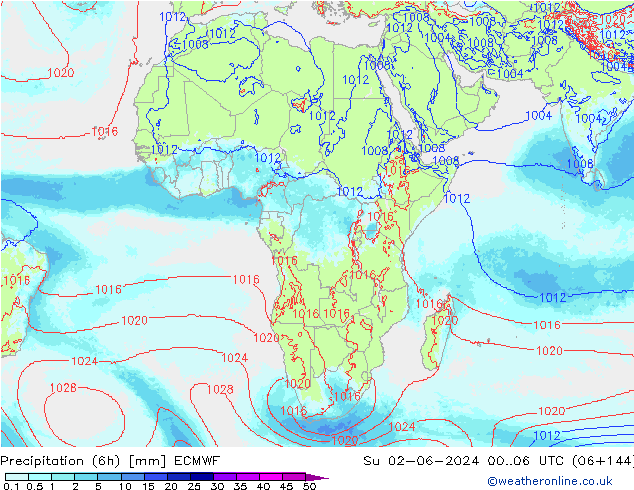 Precipitación (6h) ECMWF dom 02.06.2024 06 UTC