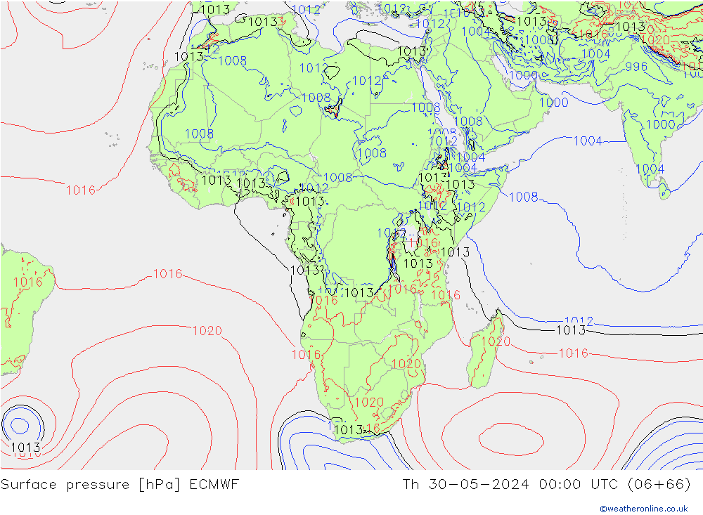 Atmosférický tlak ECMWF Čt 30.05.2024 00 UTC