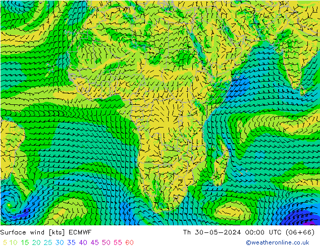 Rüzgar 10 m ECMWF Per 30.05.2024 00 UTC