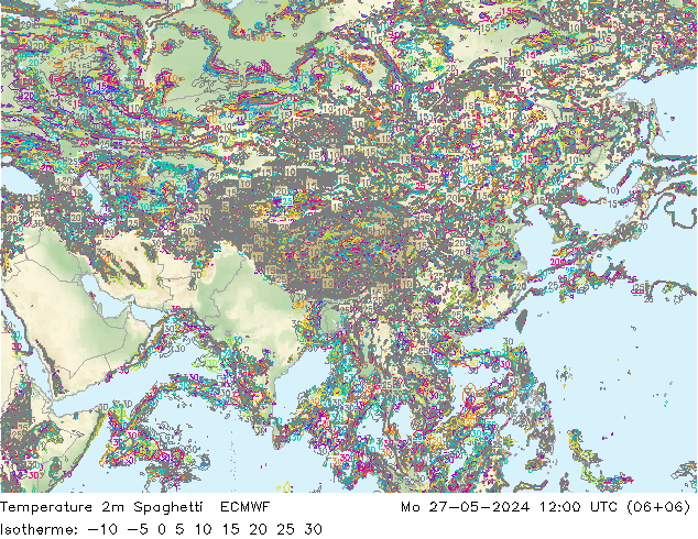 Sıcaklık Haritası 2m Spaghetti ECMWF Pzt 27.05.2024 12 UTC