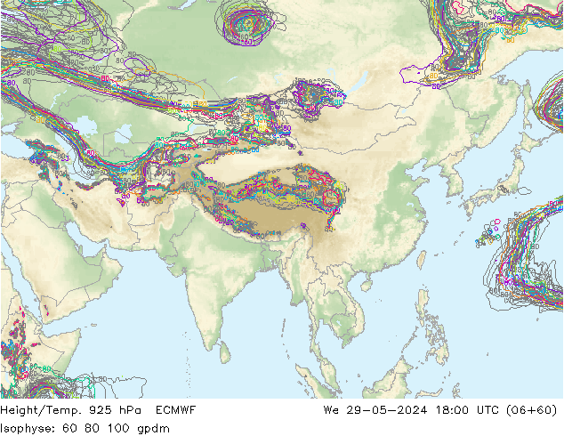 Hoogte/Temp. 925 hPa ECMWF wo 29.05.2024 18 UTC