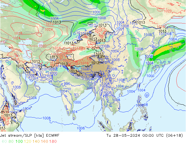 Jet stream ECMWF Ter 28.05.2024 00 UTC