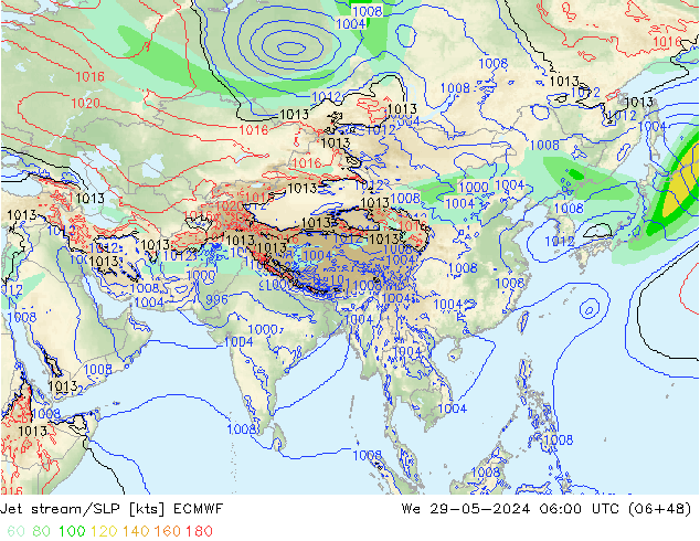 Jet stream/SLP ECMWF We 29.05.2024 06 UTC