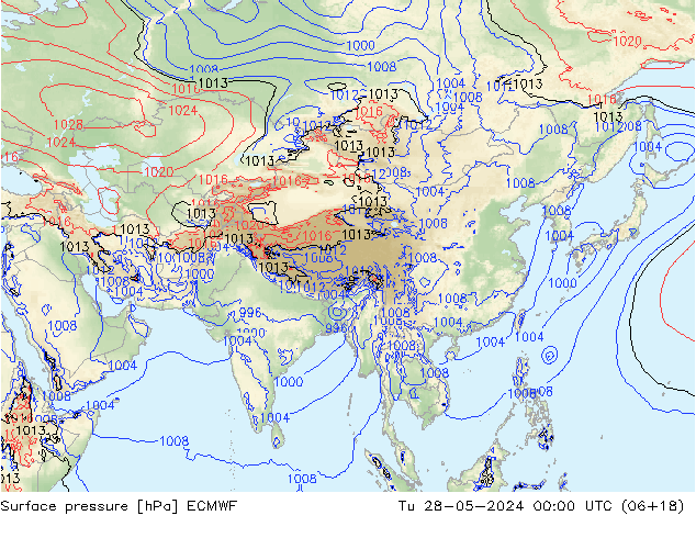 Luchtdruk (Grond) ECMWF di 28.05.2024 00 UTC