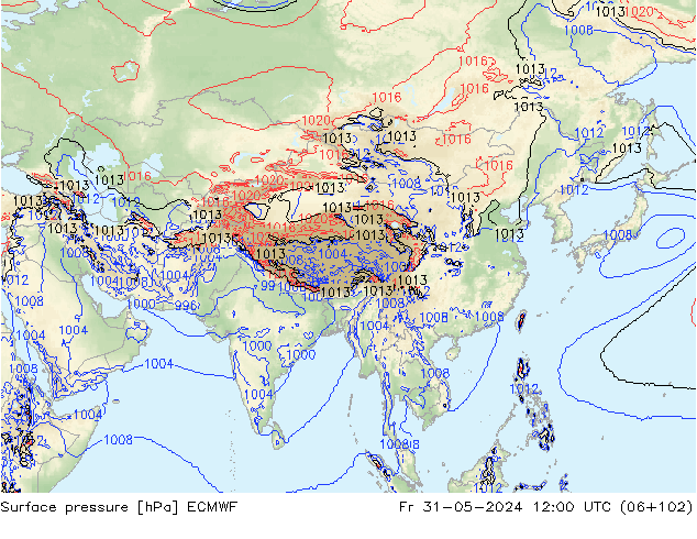 Surface pressure ECMWF Fr 31.05.2024 12 UTC