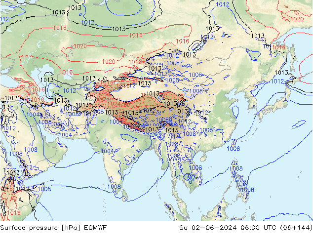 Surface pressure ECMWF Su 02.06.2024 06 UTC