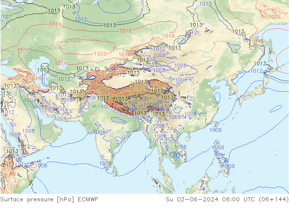 Surface pressure ECMWF Su 02.06.2024 06 UTC