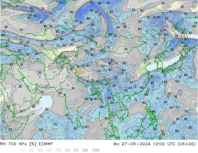 RH 700 hPa ECMWF Po 27.05.2024 12 UTC