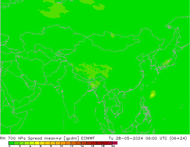 RH 700 hPa Spread ECMWF Tu 28.05.2024 06 UTC