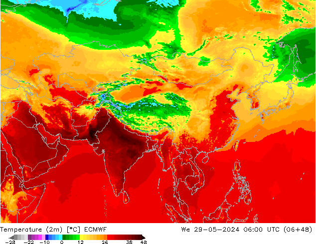 Temperature (2m) ECMWF St 29.05.2024 06 UTC