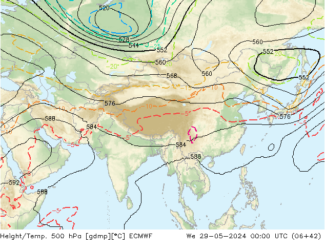 Yükseklik/Sıc. 500 hPa ECMWF Çar 29.05.2024 00 UTC