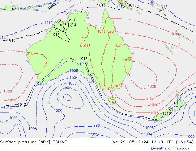 Pressione al suolo ECMWF mer 29.05.2024 12 UTC