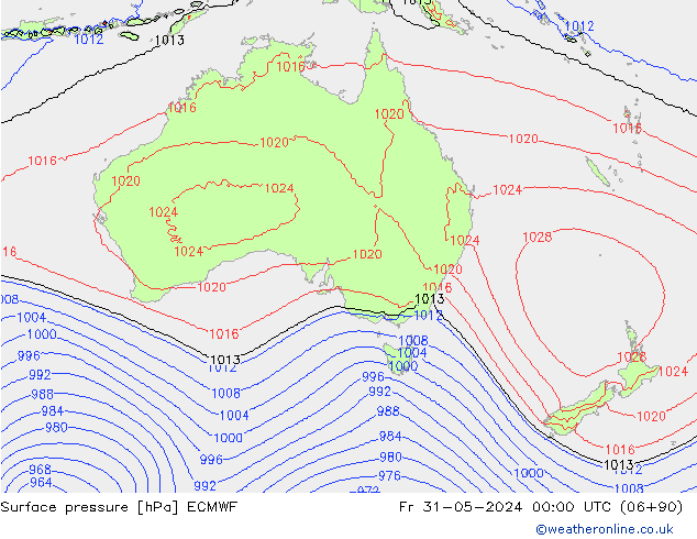 pressão do solo ECMWF Sex 31.05.2024 00 UTC