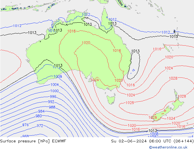 Luchtdruk (Grond) ECMWF zo 02.06.2024 06 UTC