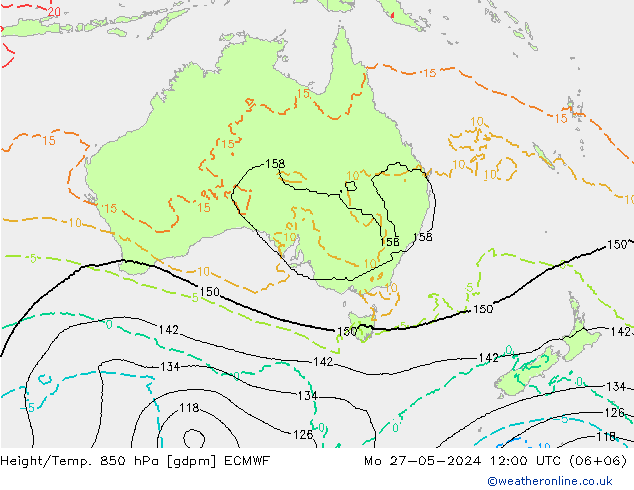 Height/Temp. 850 hPa ECMWF lun 27.05.2024 12 UTC