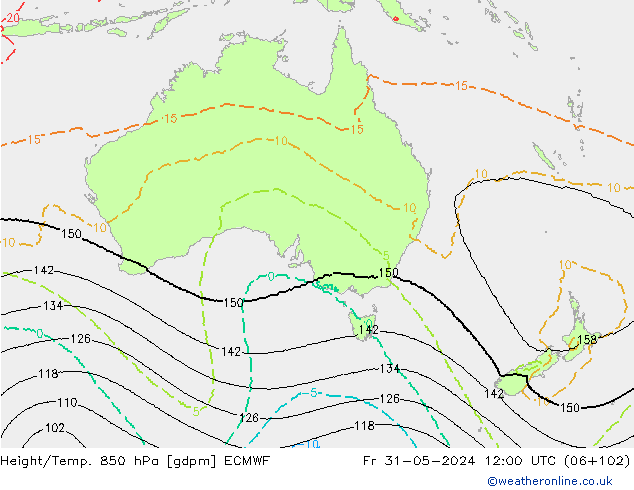 Height/Temp. 850 hPa ECMWF Fr 31.05.2024 12 UTC