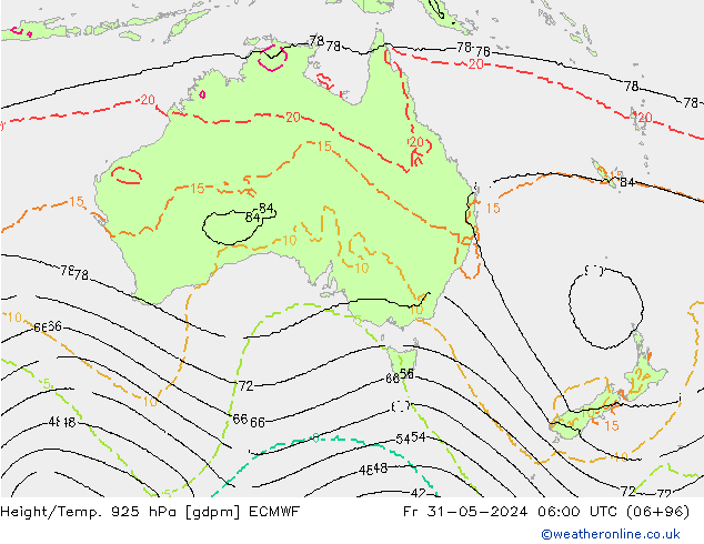 Height/Temp. 925 hPa ECMWF Fr 31.05.2024 06 UTC