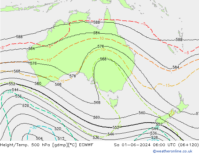 Height/Temp. 500 hPa ECMWF Sa 01.06.2024 06 UTC