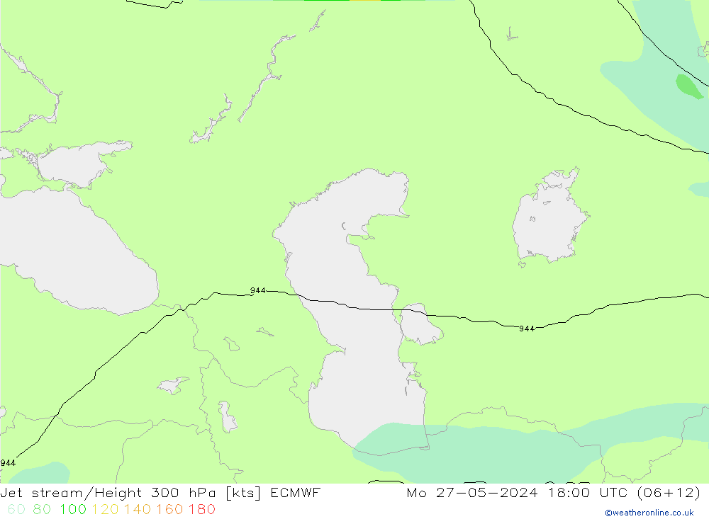 Jet stream/Height 300 hPa ECMWF Mo 27.05.2024 18 UTC