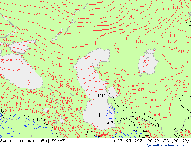 pressão do solo ECMWF Seg 27.05.2024 06 UTC