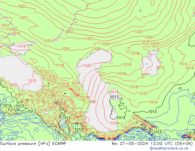 Luchtdruk (Grond) ECMWF ma 27.05.2024 12 UTC