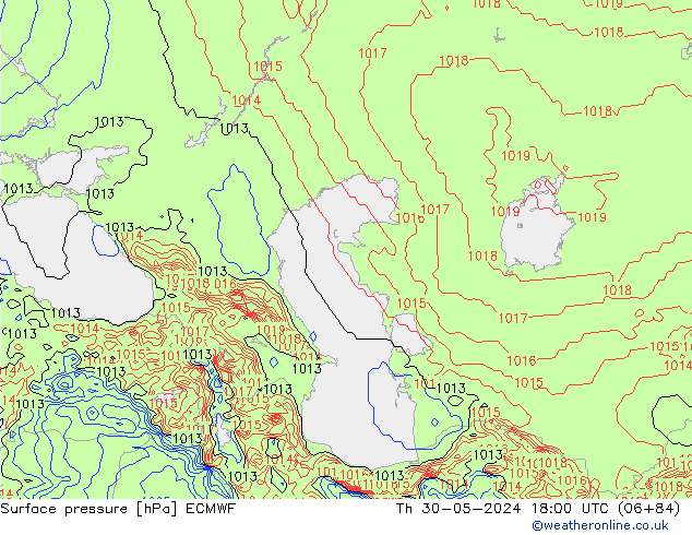 Luchtdruk (Grond) ECMWF do 30.05.2024 18 UTC