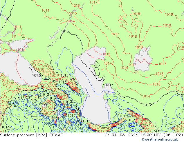 Bodendruck ECMWF Fr 31.05.2024 12 UTC