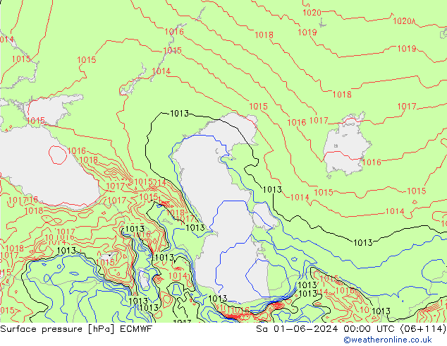 Pressione al suolo ECMWF sab 01.06.2024 00 UTC