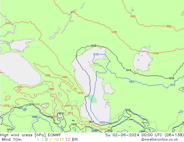 High wind areas ECMWF Su 02.06.2024 00 UTC