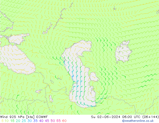 Wind 925 hPa ECMWF zo 02.06.2024 06 UTC