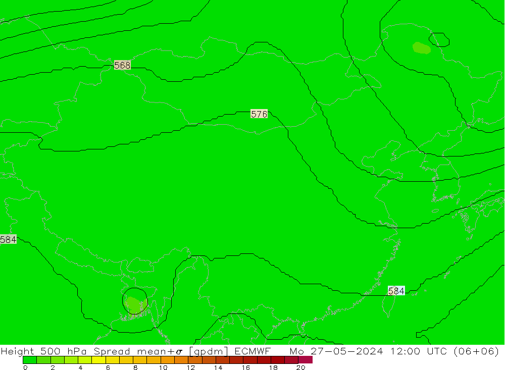 Height 500 hPa Spread ECMWF Po 27.05.2024 12 UTC