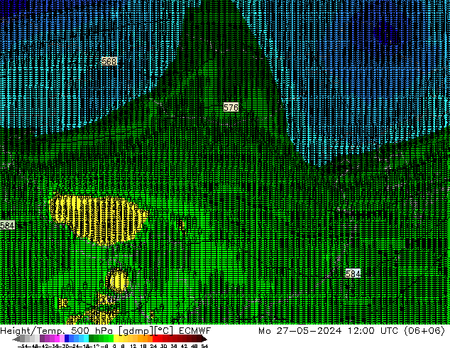 Height/Temp. 500 hPa ECMWF Mo 27.05.2024 12 UTC