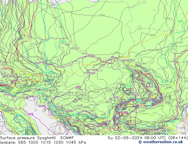 Bodendruck Spaghetti ECMWF So 02.06.2024 06 UTC