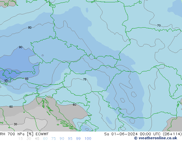 RH 700 hPa ECMWF So 01.06.2024 00 UTC