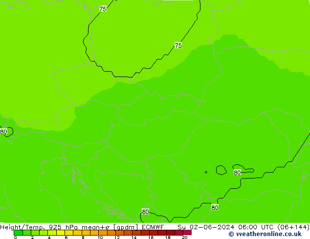 Height/Temp. 925 hPa ECMWF nie. 02.06.2024 06 UTC