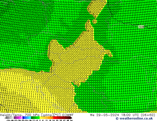 Height/Temp. 700 hPa ECMWF  29.05.2024 18 UTC