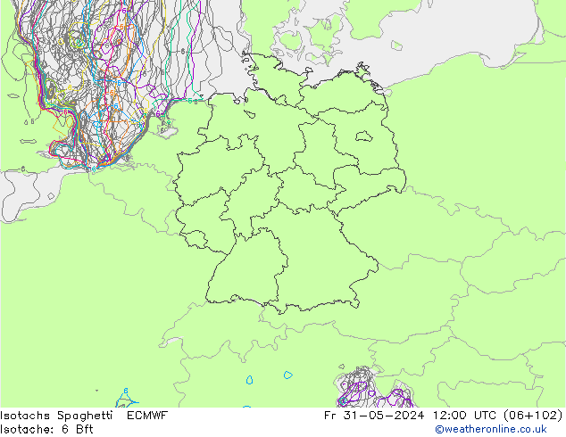 Isotachs Spaghetti ECMWF Sex 31.05.2024 12 UTC