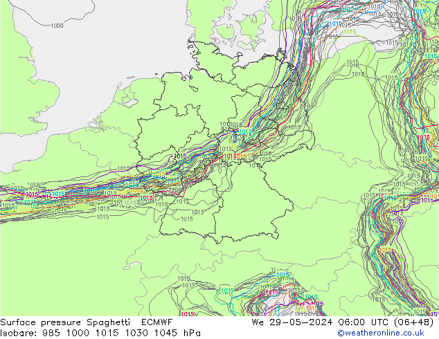 приземное давление Spaghetti ECMWF ср 29.05.2024 06 UTC