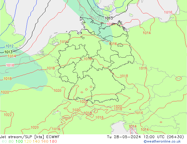 Polarjet/Bodendruck ECMWF Di 28.05.2024 12 UTC