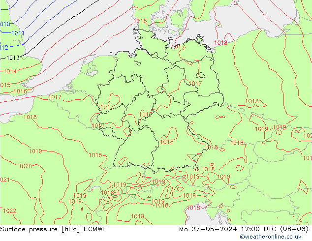 Surface pressure ECMWF Mo 27.05.2024 12 UTC