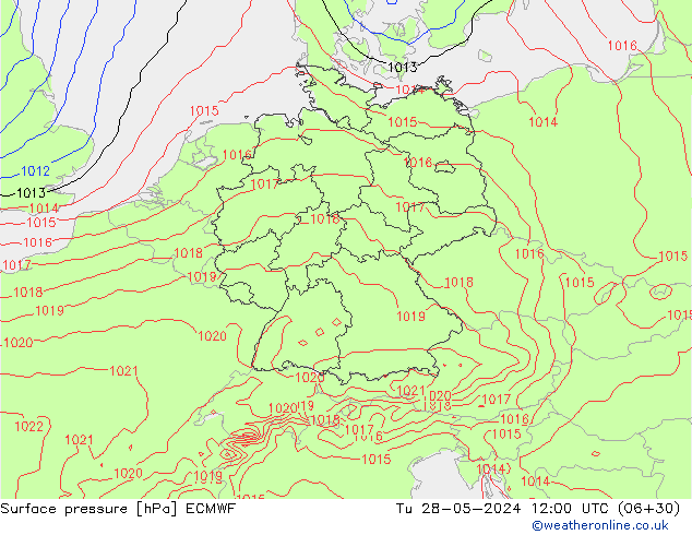 Surface pressure ECMWF Tu 28.05.2024 12 UTC