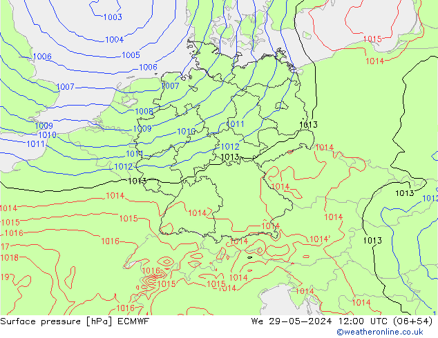 Atmosférický tlak ECMWF St 29.05.2024 12 UTC