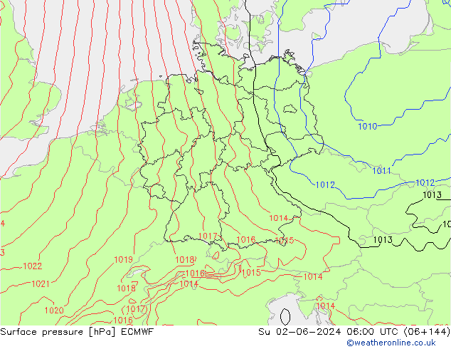 Surface pressure ECMWF Su 02.06.2024 06 UTC