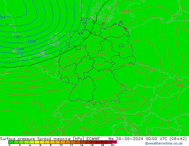 Yer basıncı Spread ECMWF Çar 29.05.2024 00 UTC