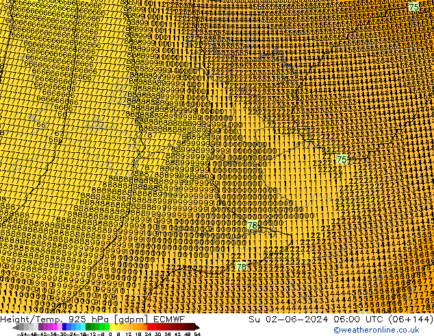 Height/Temp. 925 hPa ECMWF Su 02.06.2024 06 UTC