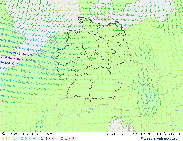 Rüzgar 925 hPa ECMWF Sa 28.05.2024 18 UTC