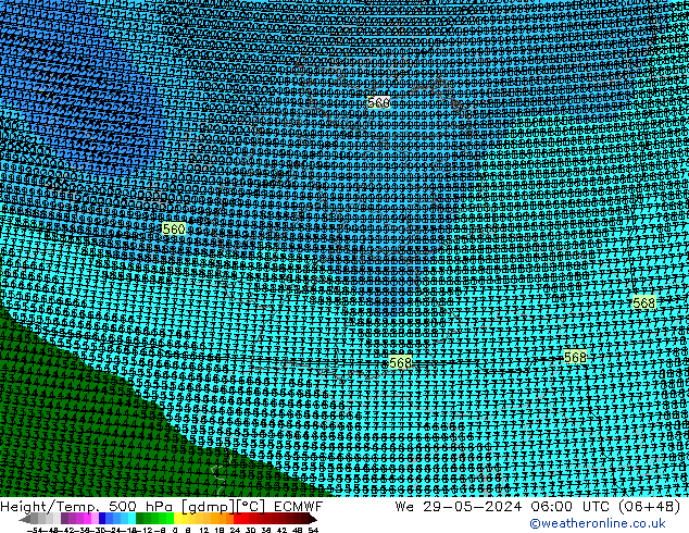 Height/Temp. 500 hPa ECMWF St 29.05.2024 06 UTC