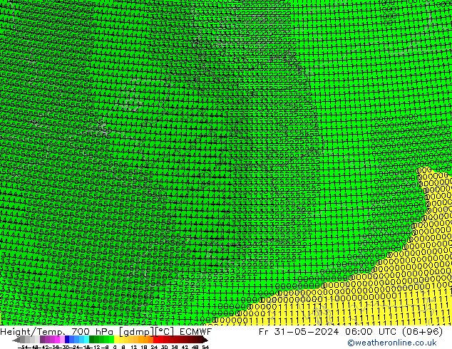 Height/Temp. 700 hPa ECMWF Fr 31.05.2024 06 UTC